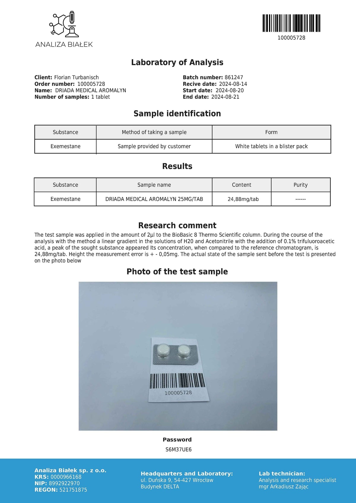Aromalyn 25 mg (Exemestane)