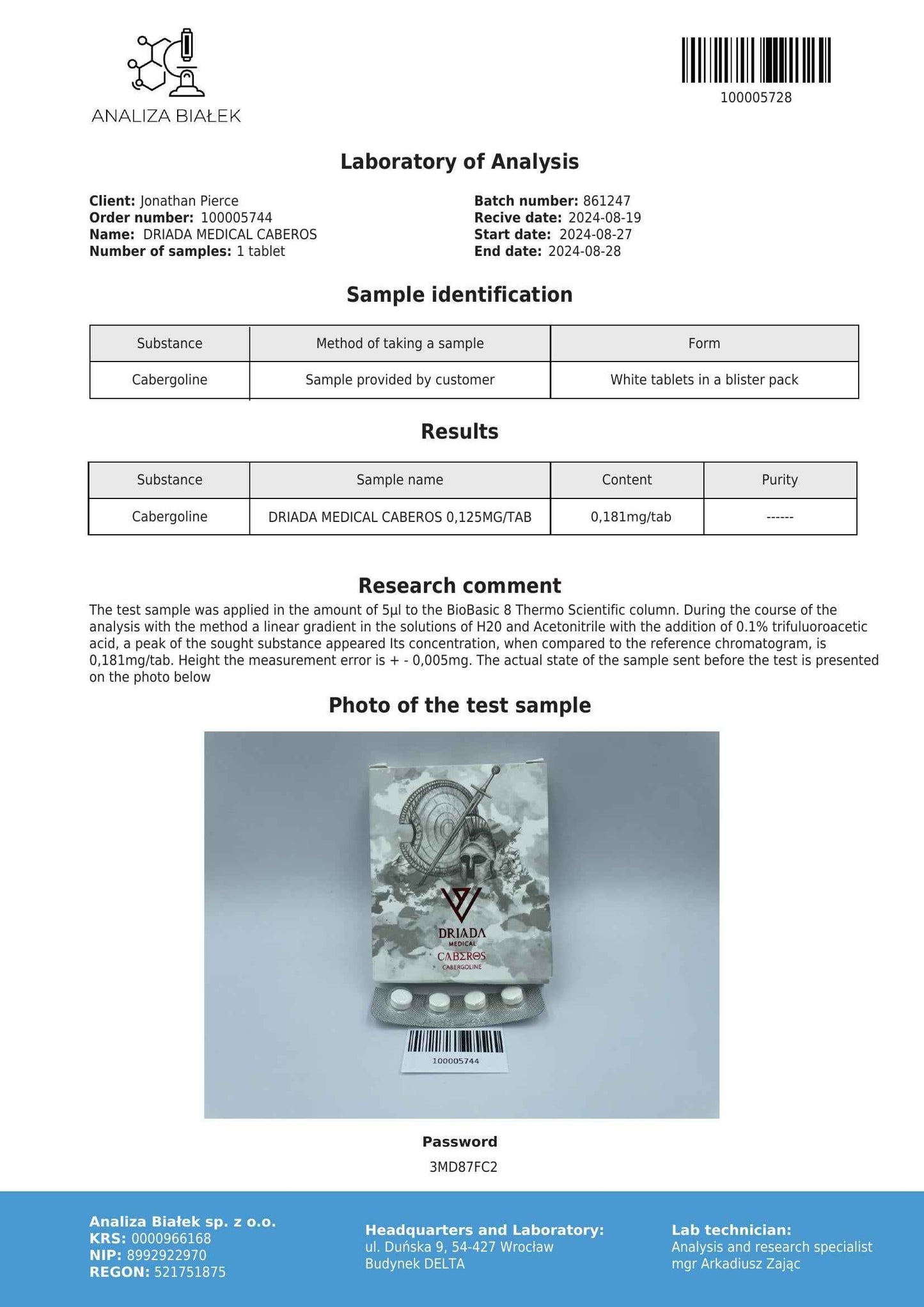 Caberos (Cabergoline) 0.125mg