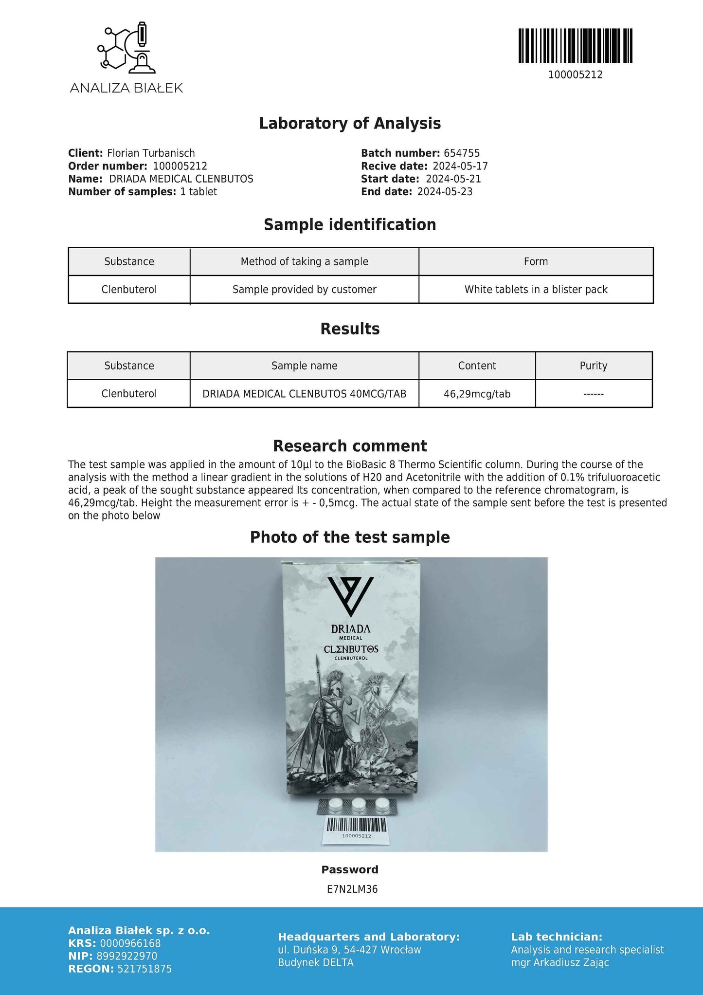 Clenbutos 40 mcg (Clenbuterol)