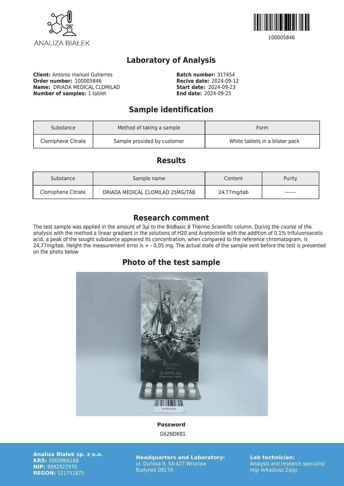 Clomilad 25 mg (Clomiphene Citrate)