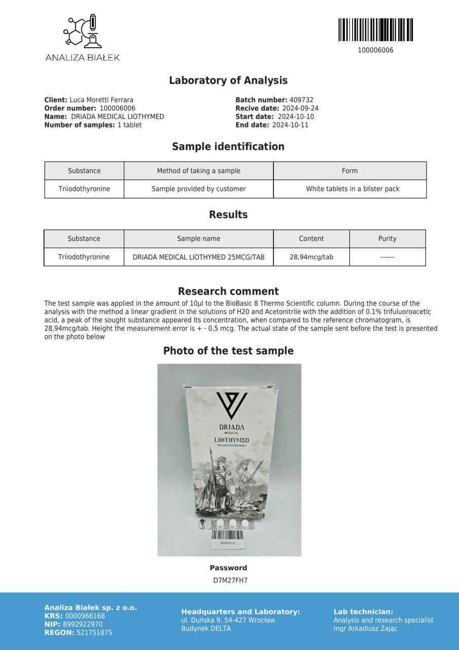 Liothymed 25 mcg (T3 - Triiodothyronine)