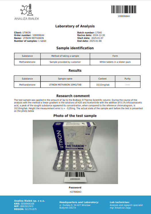 Methanon (Methandienone) 100tabs/10mg/tab