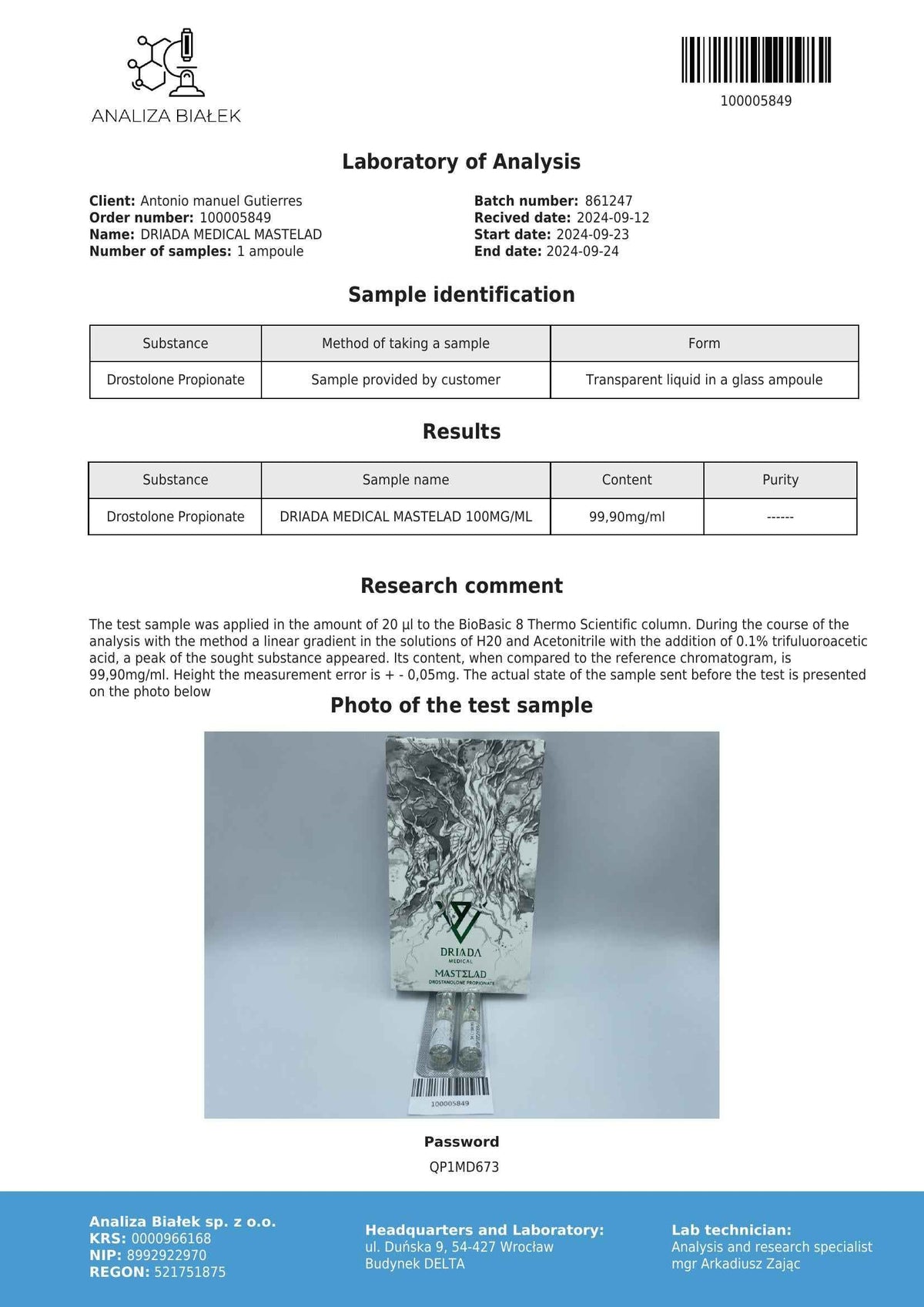 Mastelad 100 mg/ml (Drostanolone Propionate) 10ml vial