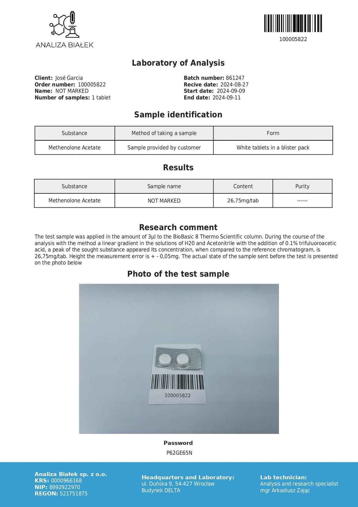 Methacetos 25 mg (Methenolone acetate)