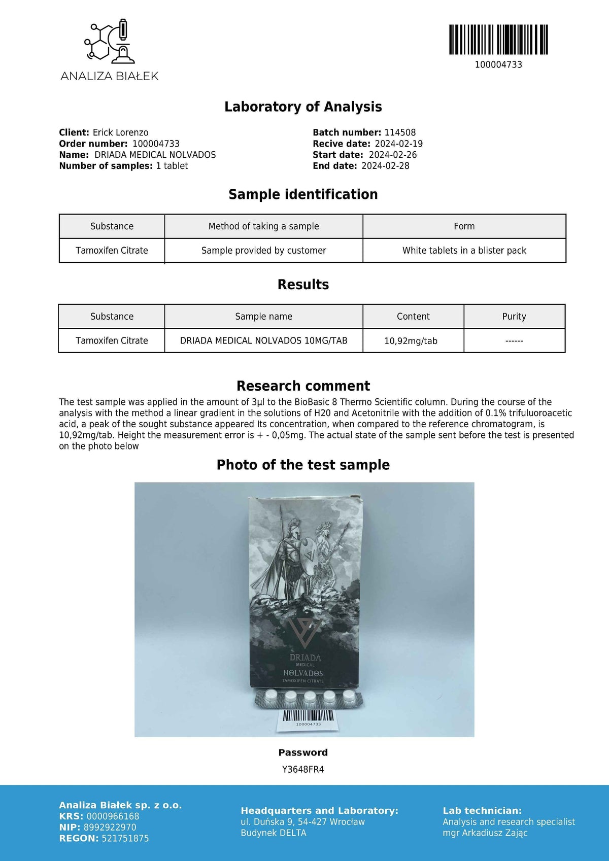 Nolvados 10 mg (Tamoxifen Citrate)