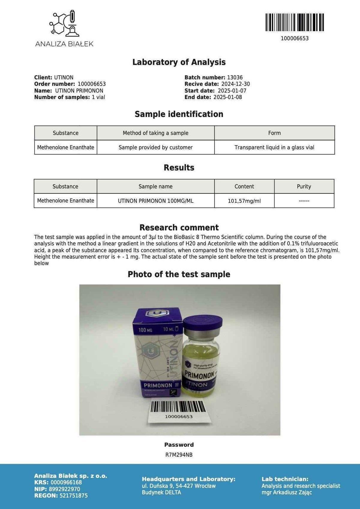 Primonon (Methenolone Enanthate) 10ml/100mg/ml