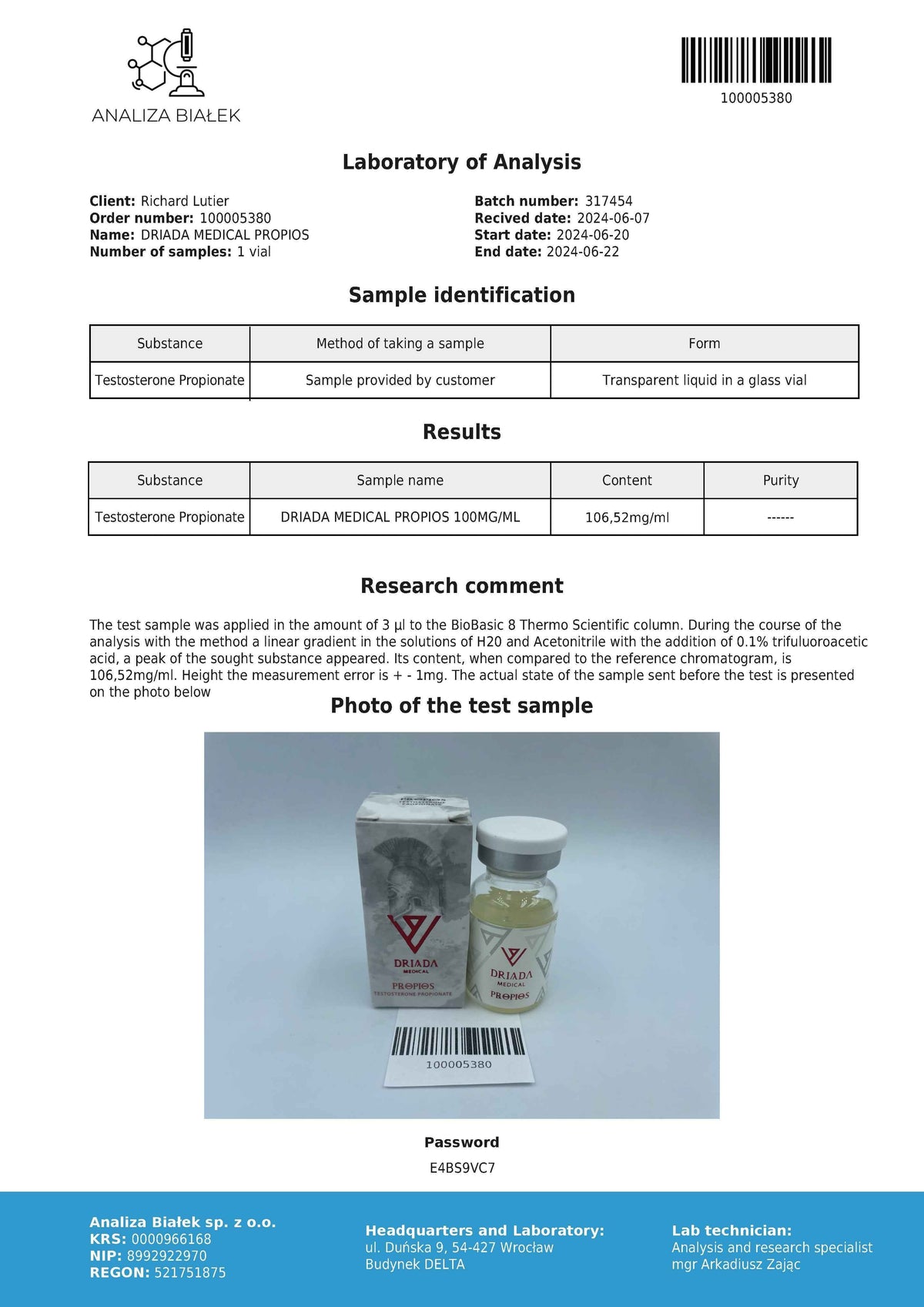 Propios 100 mg/ml (Testosterone Propionate)