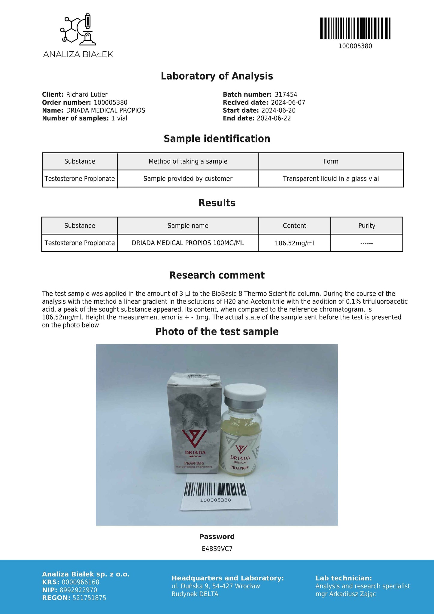 Propios 100 mg/ml (Testosterone Propionate)