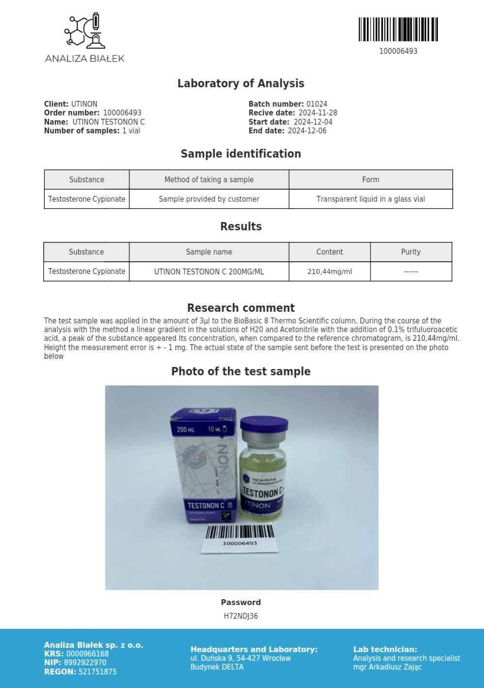 Testonon C (Testosterone Cypionate) 10ml/200mg/ml