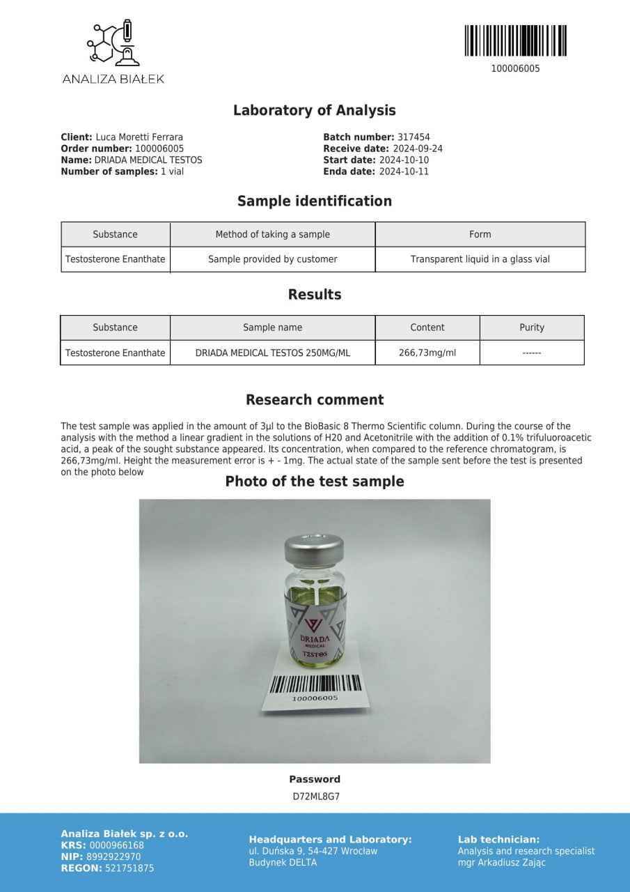 Testos 250 mg/ml (Testosterone Enanthate)