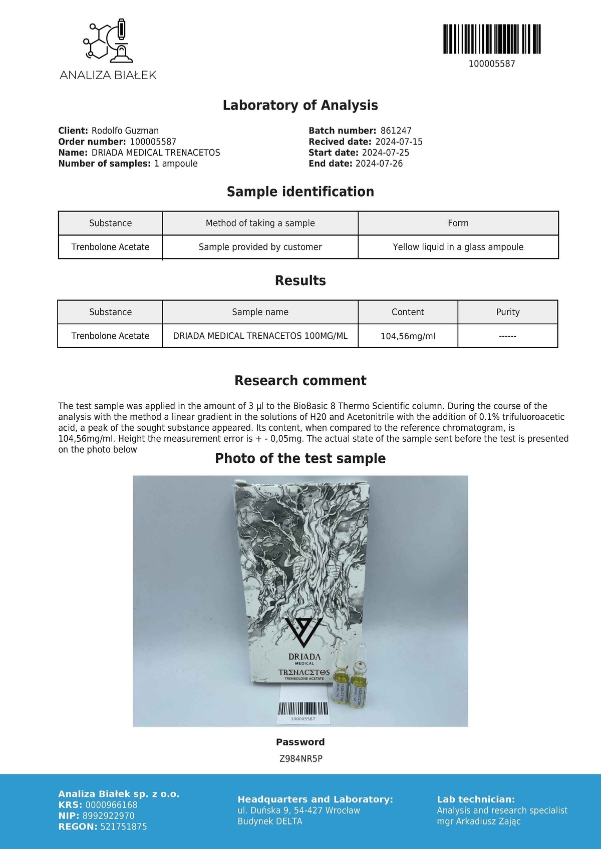 Trenacetos 100 mg/ml (Trenbolone Acetate) 10ml vial