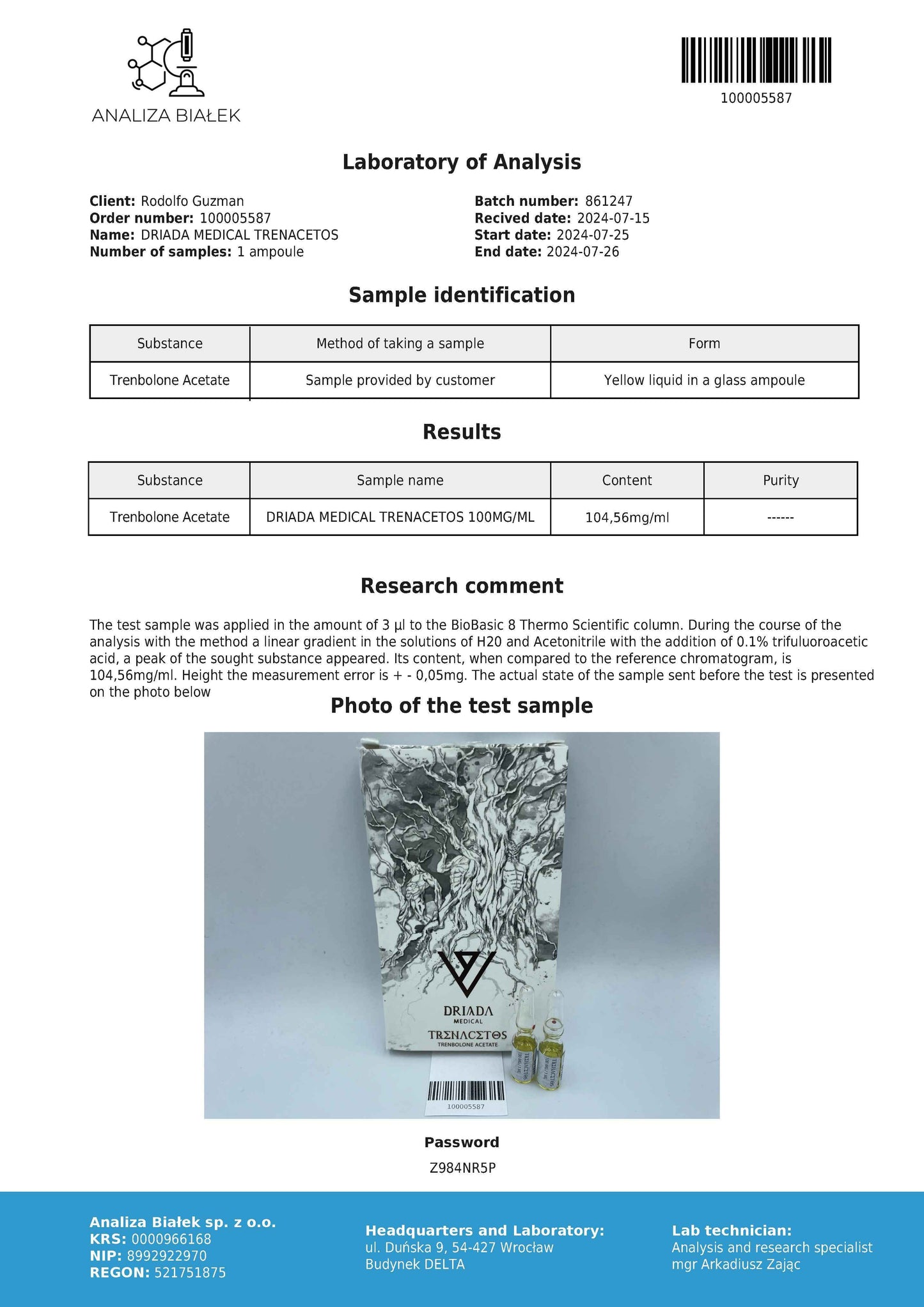 Trenacetos 100 mg/ml (Trenbolone Acetate) 10ml vial