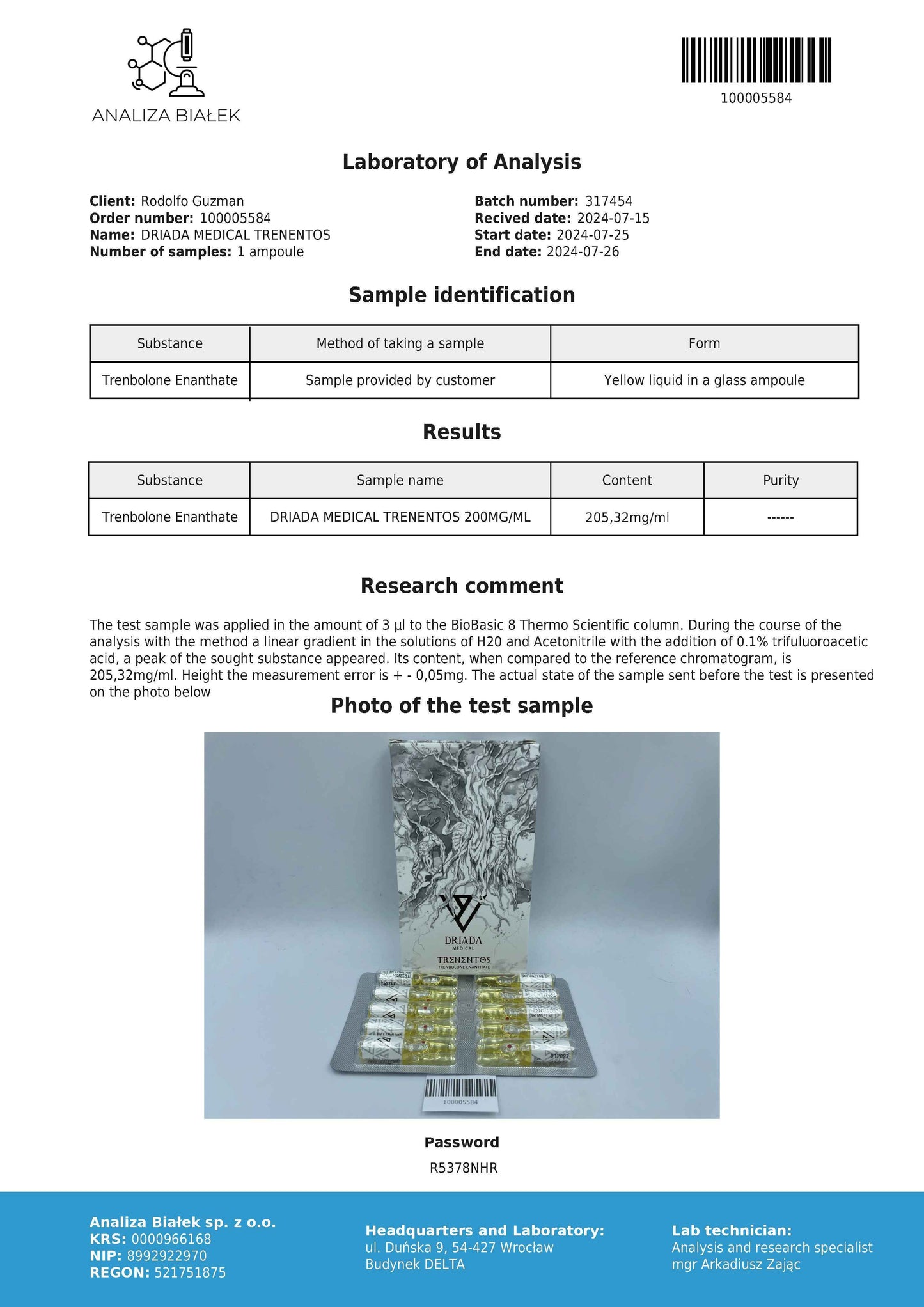 Trenentos 200 mg/ml (Trenbolone Enanthate) 10ml amp