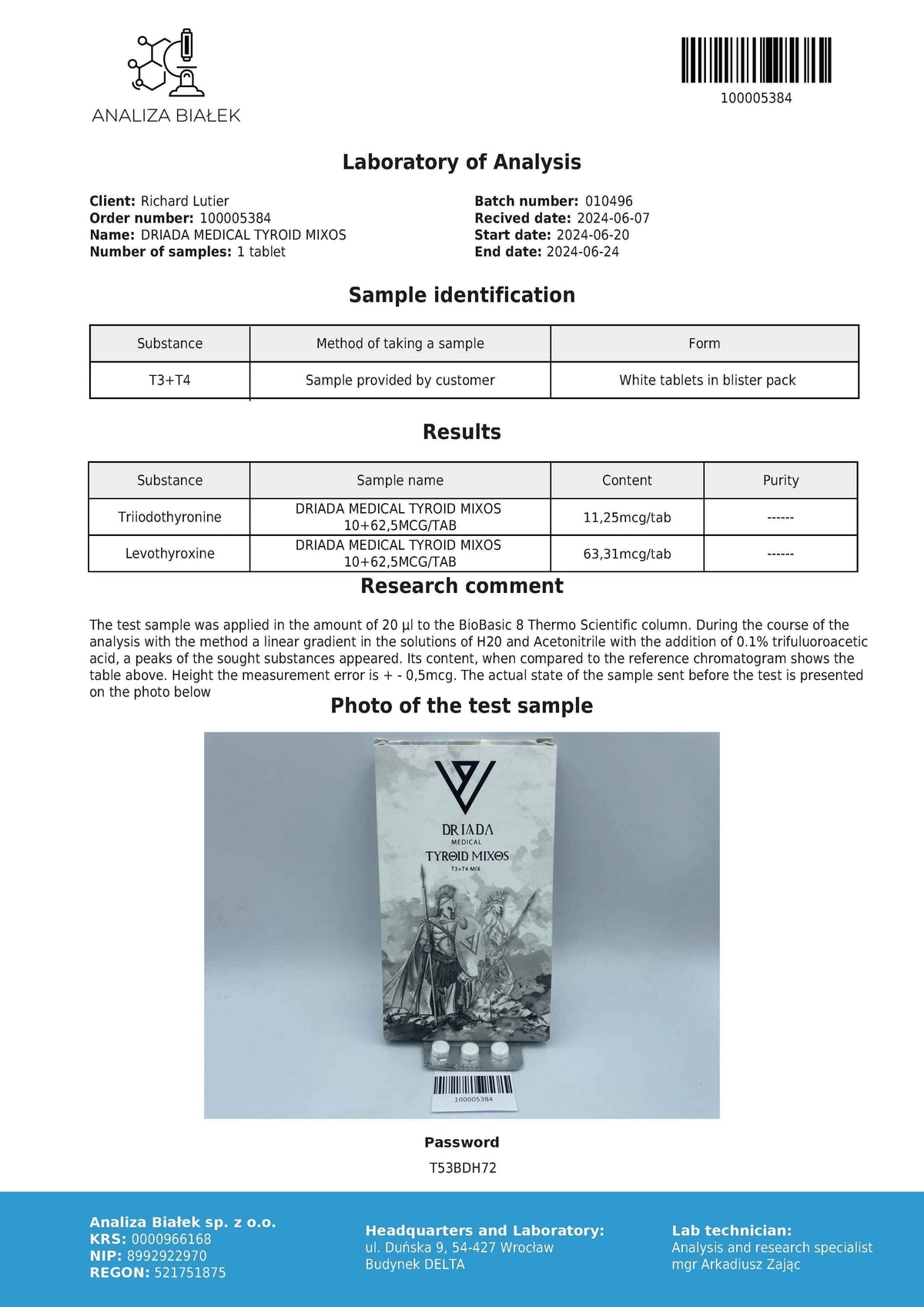 Tyroid Mixos 10 mg and 62.5 mg (T3/T4)