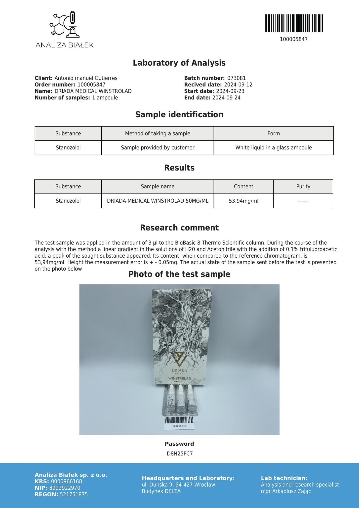 Winstrolad 50 mg/ml (Stanozolol)