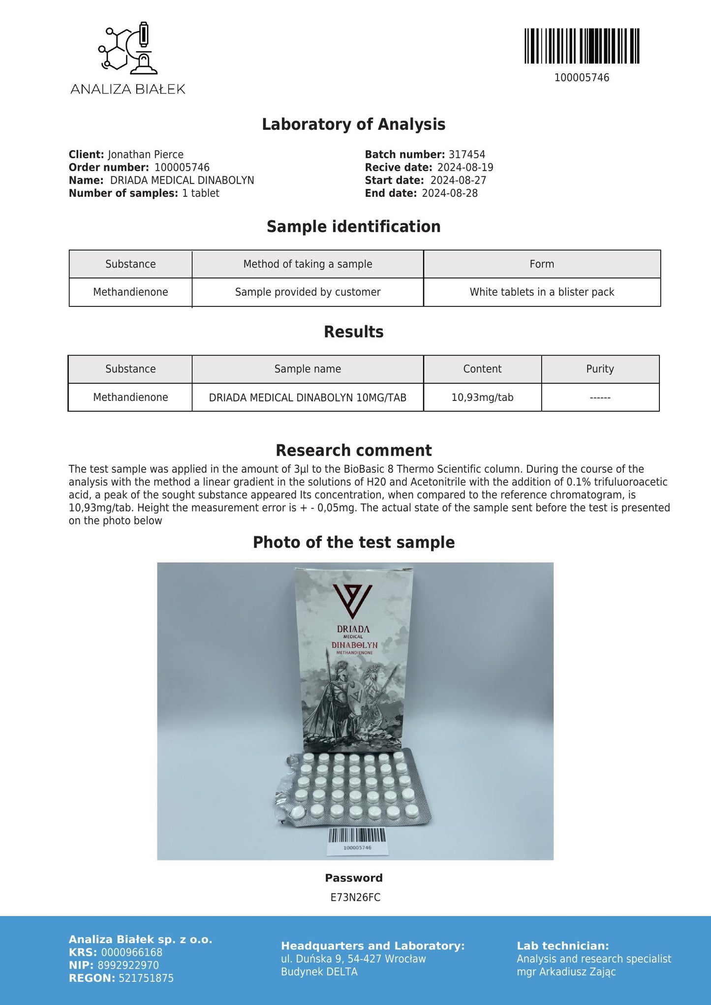 Dinabolyn 10 mg (Metandienone)