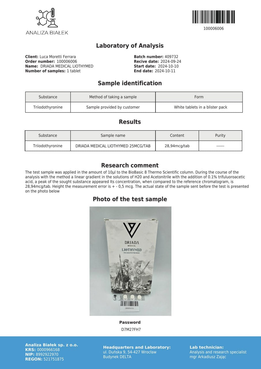 Liothymed 25 mcg (T3 - Trijodthyronin)