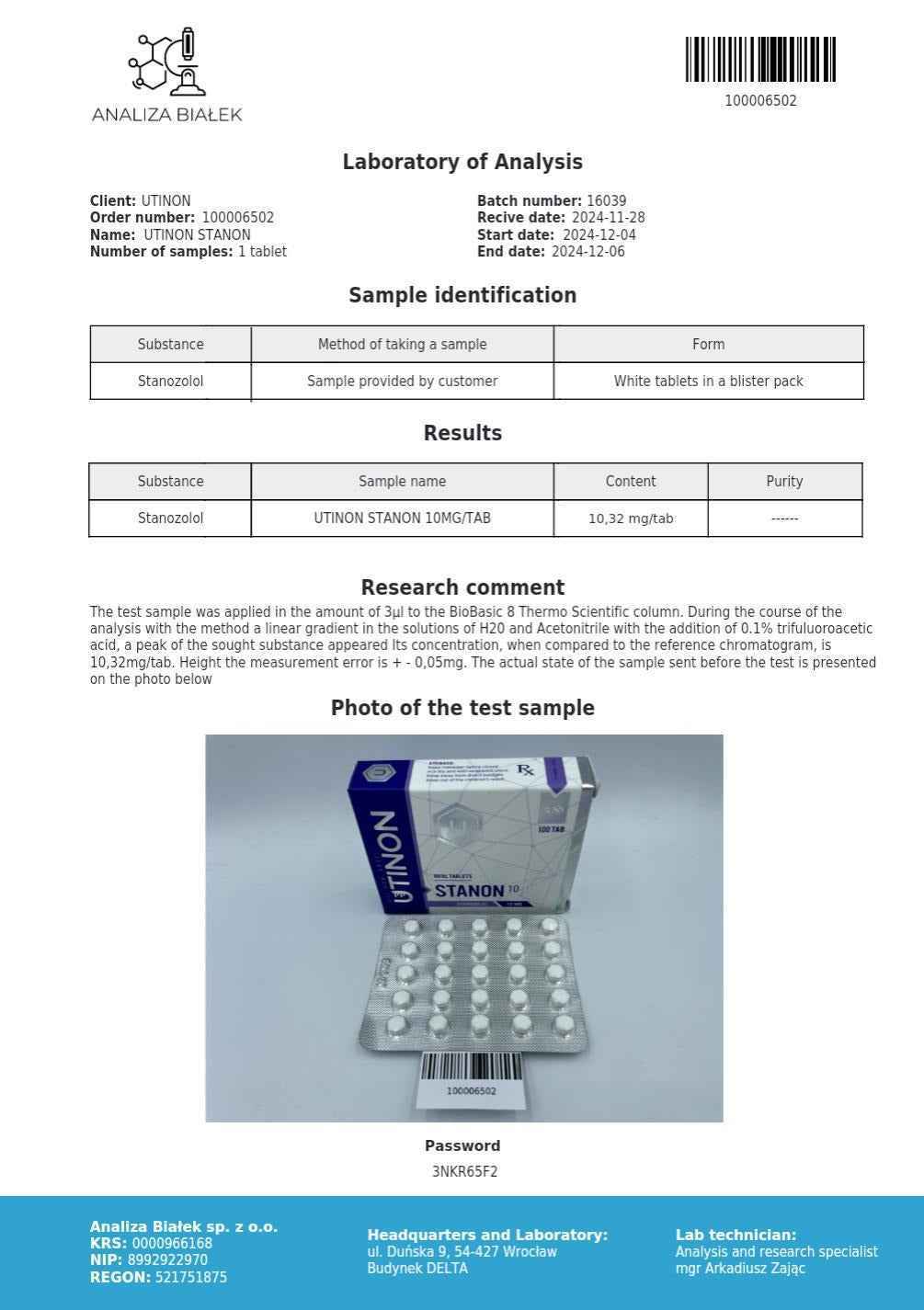 Stanon (Stanozolol) 100tabs/10mg/tab