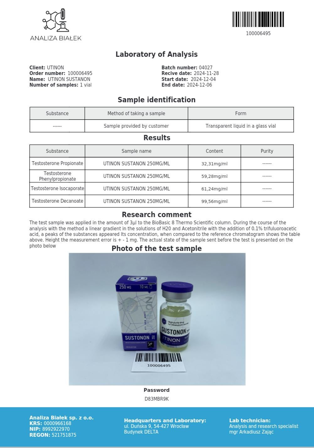 Suston Test Results