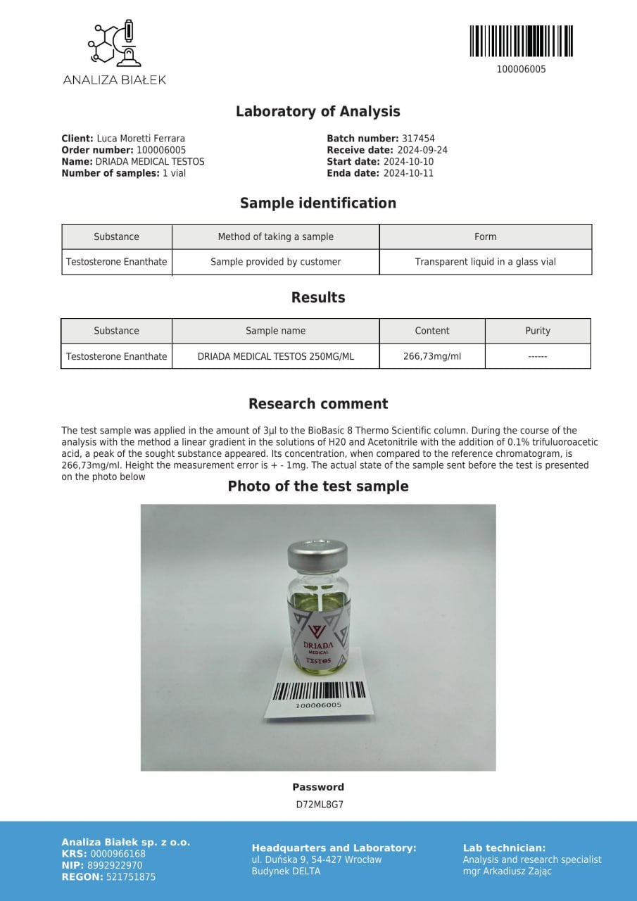 Testos 250 mg/ml (Enantat de testosteron)