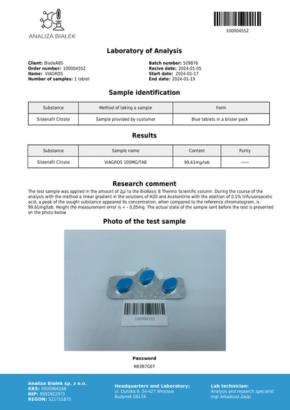 Viagros (Sildenafilcitrat) 20Tabletten/100mg/Tablette